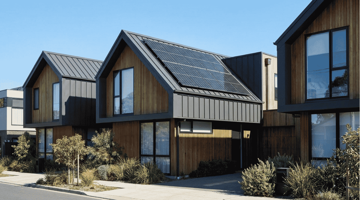 Solar for townhouse Australia: panel installation on terrace row roof